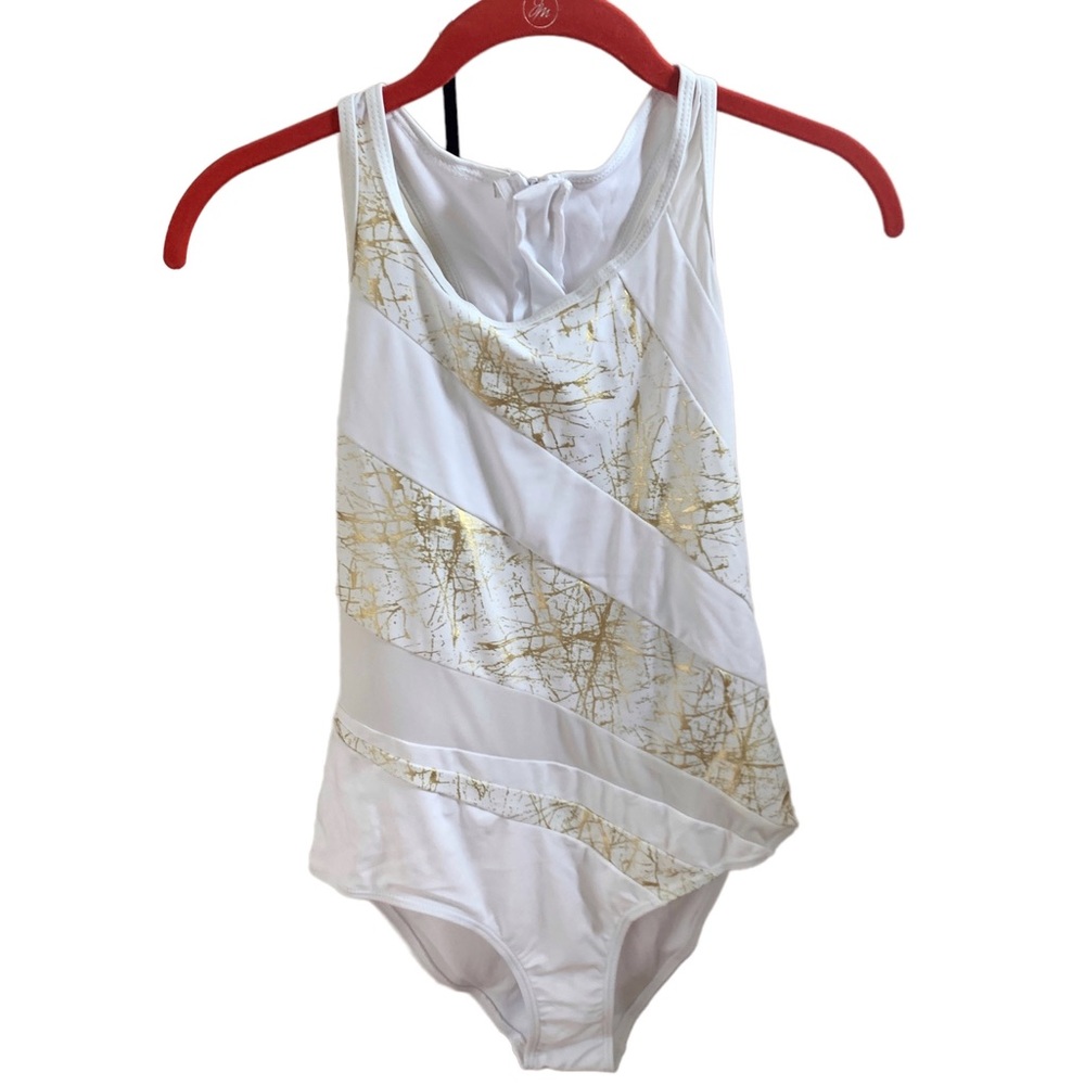🆕 NICOLE MILLER White Mesh Insert One-Piece Swimsuit Sz 8 NWT